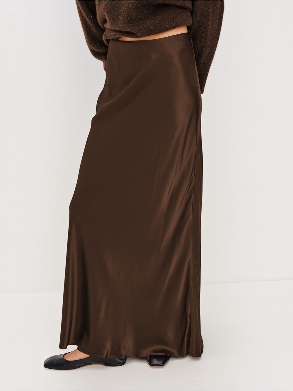 Rails Romina Chocolate Brown Espresso Satin Maxi Slip Skirt Small